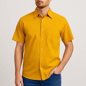 Michael Brandon Mosaic Orange Button Down Short Sleeve Dress Shirt